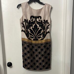 Tracy Reese Black and Gold Sleeveless Knee-Length Dress size 6